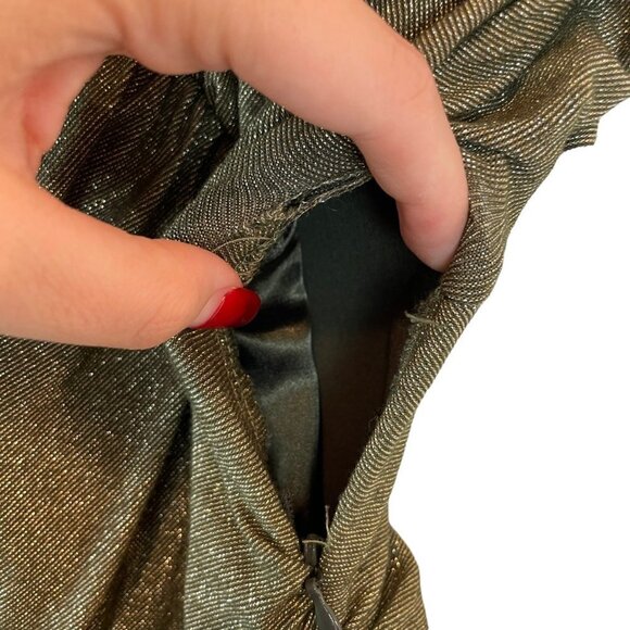 Laura Byrnes California Monica Pinup Ruched Wiggle Dress Gold Olive S - Picture 9 of 14